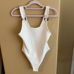 H&M White Bodysuit with Tortoiseshell details